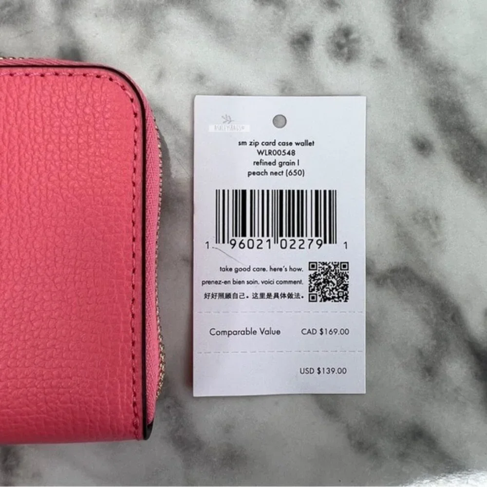 Kate Spade Darcy Bucket Bag & Small Zip Card Case Wallet In Peach Nectar Pink - Picture 15 of 15